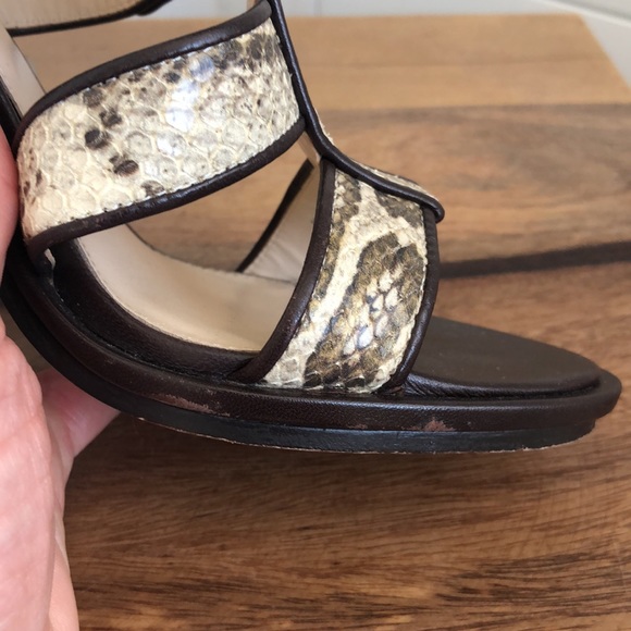Stunning snakeskin print Tamarah heeled sandal with turn locks. - Picture 7 of 17